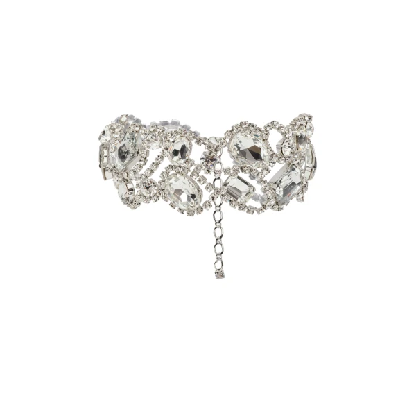 Mixed-cut crystals choker necklace in silver