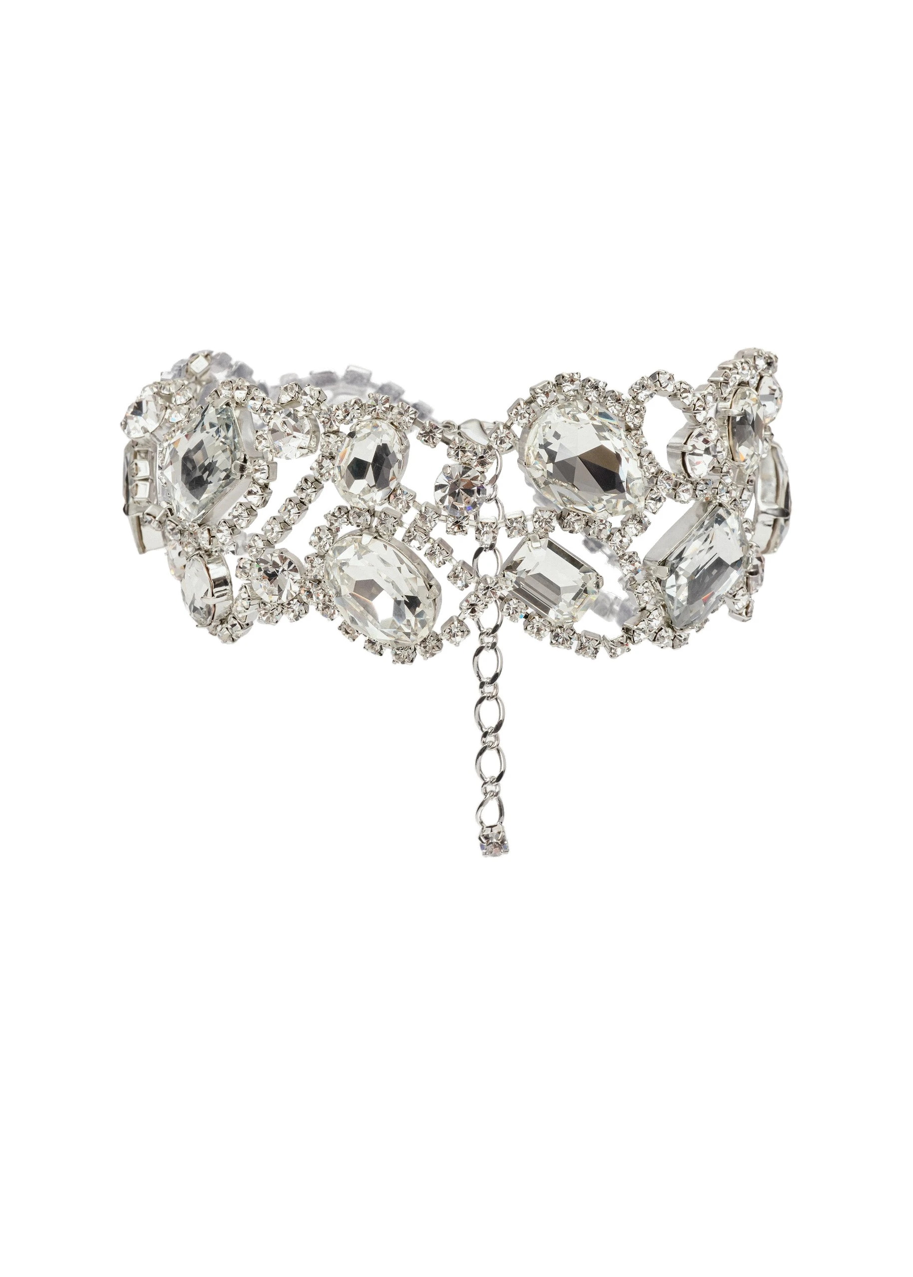 Magda Butrym Mixed-cut crystals choker necklace in silver | Luxury Shoes Magda Butrym Mixed-cut crystals choker necklace in silver