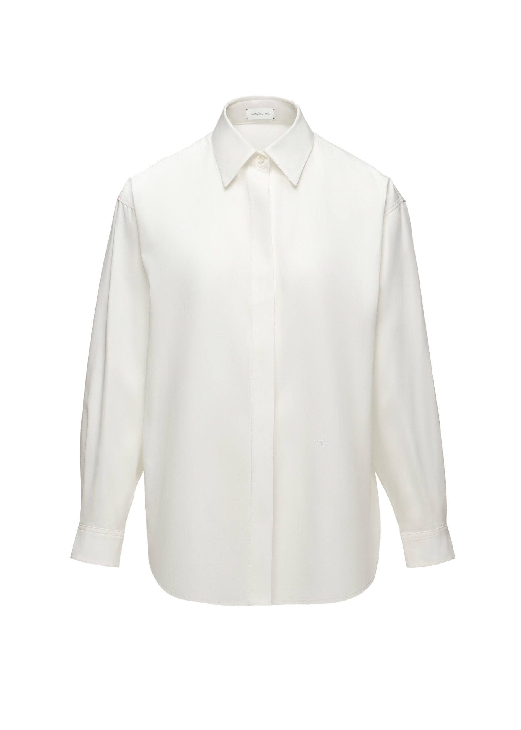 Magda Butrym Monogram silk-cotton shirt in white | Tops at Luxury Shoes Magda Butrym Monogram silk-cotton shirt in white