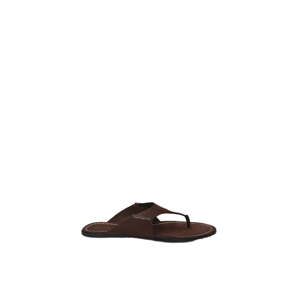 Nubuk thong flat sandals in brown