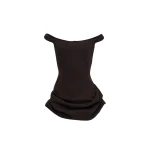 Magda Butrym Off-shoulder fitted denim mini dress in brown