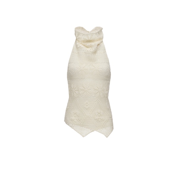 Magda Butrym Open-back crochet halterneck top in cream