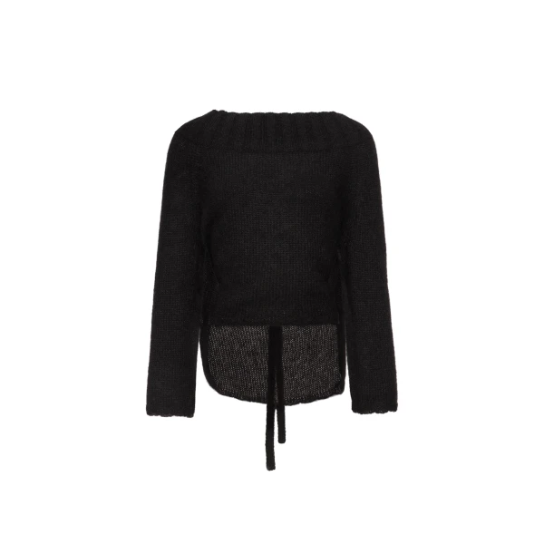 Open-back mohair blend sweater in black