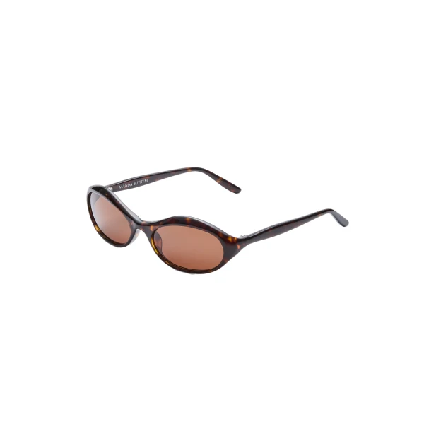 Oval sunglasses in brown - Image 3