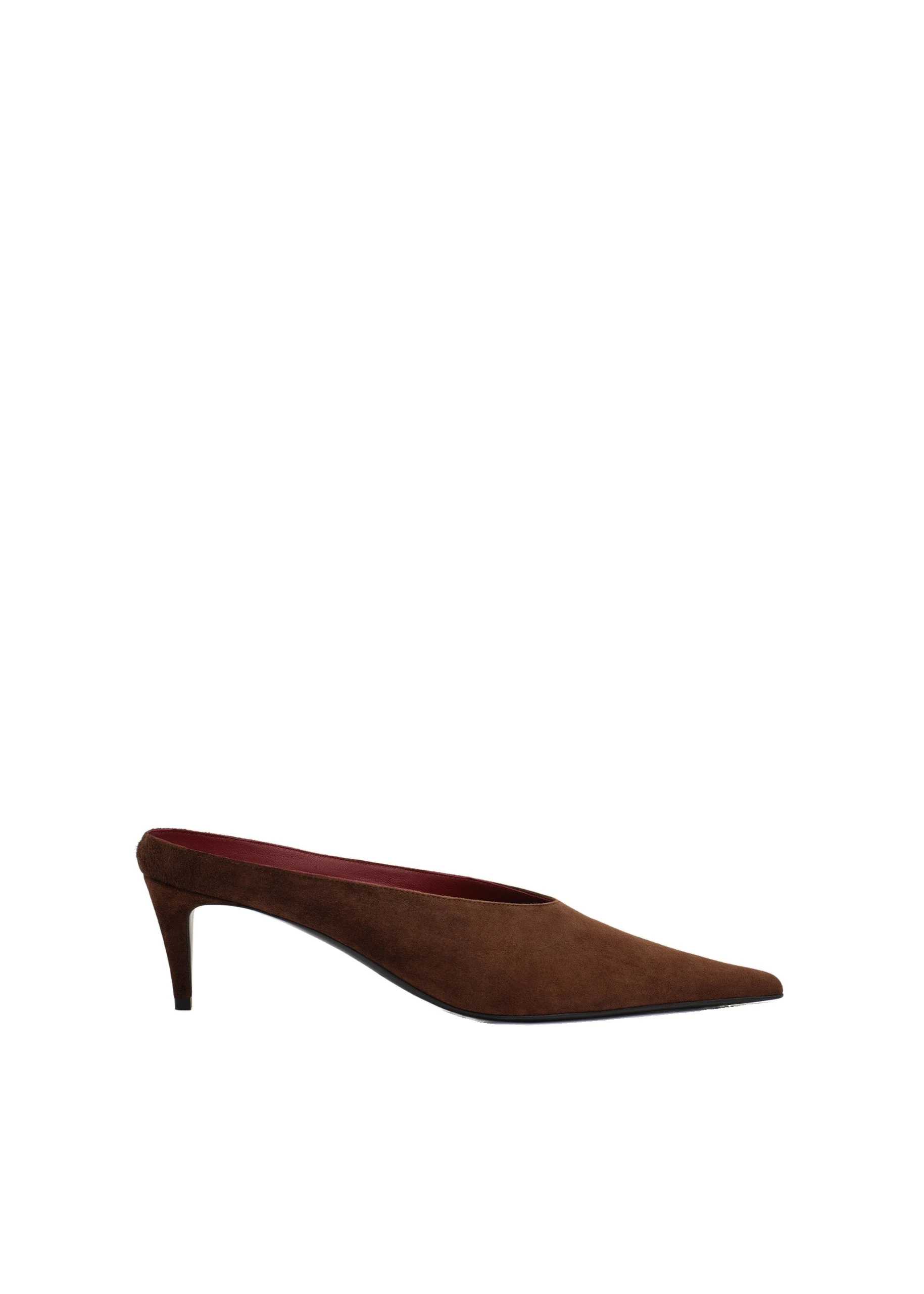 Magda Butrym Pointed-toe kitten heel mules in brown suede | Luxury Shoes Magda Butrym Pointed-toe kitten heel mules in brown suede
