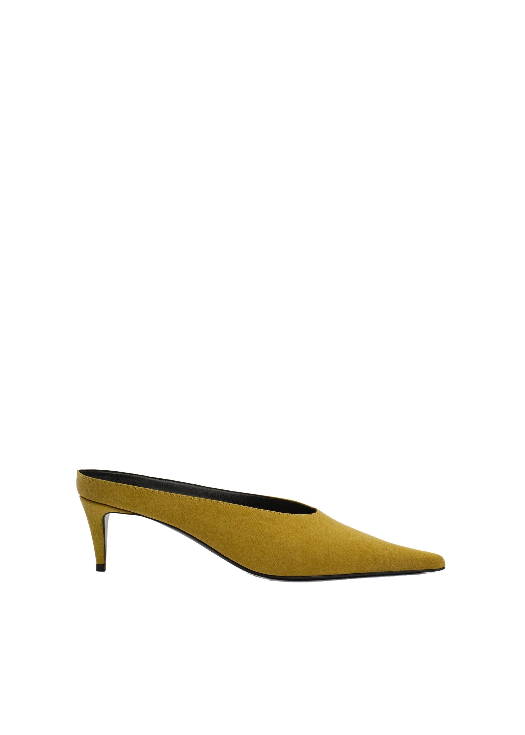 Magda Butrym Pointed-toe kitten heel mules in green satin | Luxury Shoes Magda Butrym Pointed-toe kitten heel mules in green satin