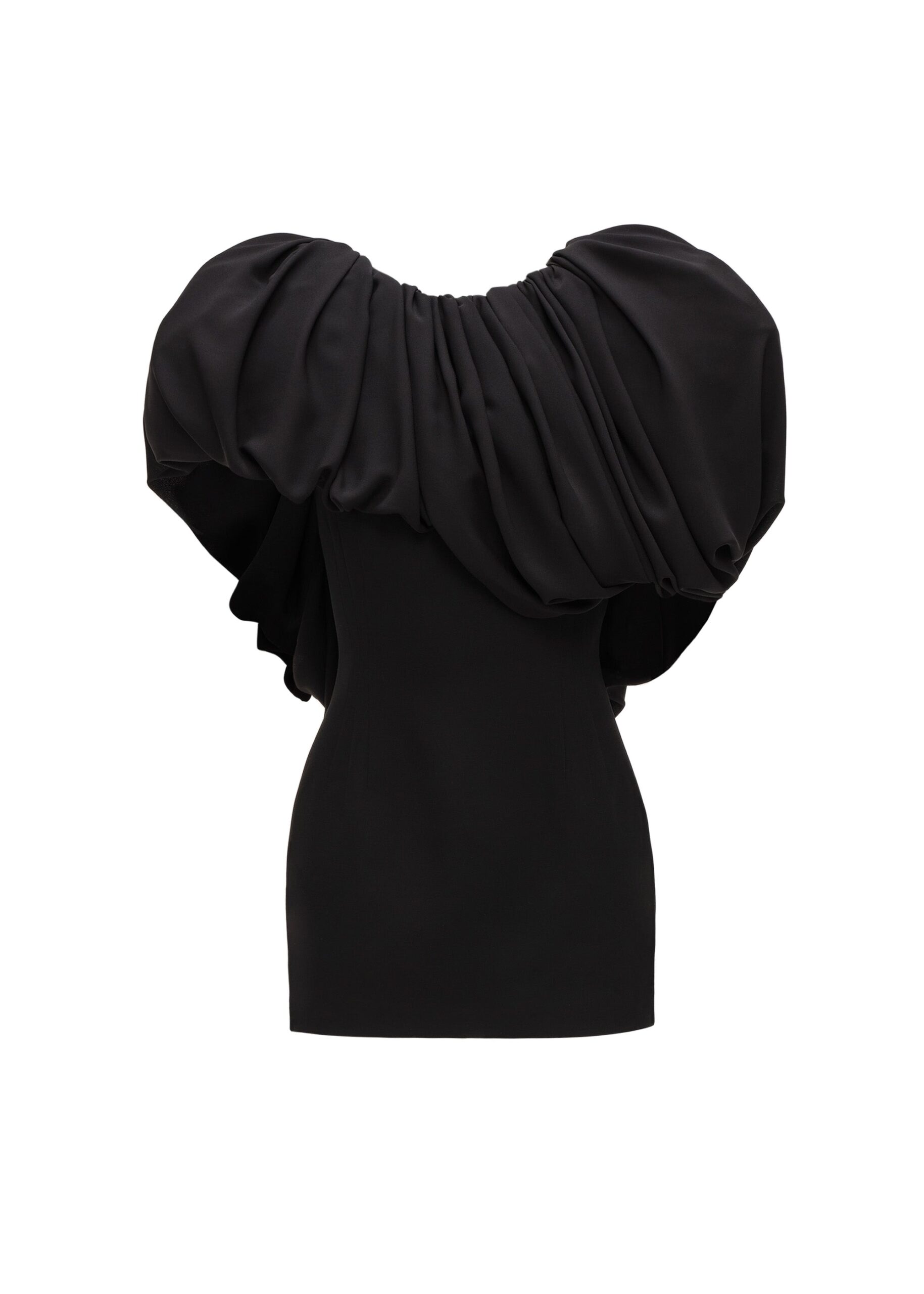 Magda Butrym Puff collar mini dress in black | Mini Dresses at Luxury Shoes Magda Butrym Puff collar mini dress in black