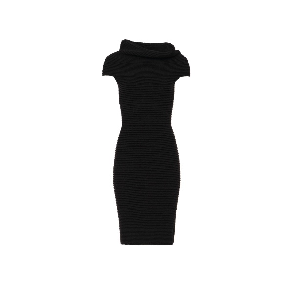 Magda Butrym Ribbed cowl-neck knit dress in black