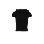 Magda Butrym Ribbed cowl-neck knit top in black