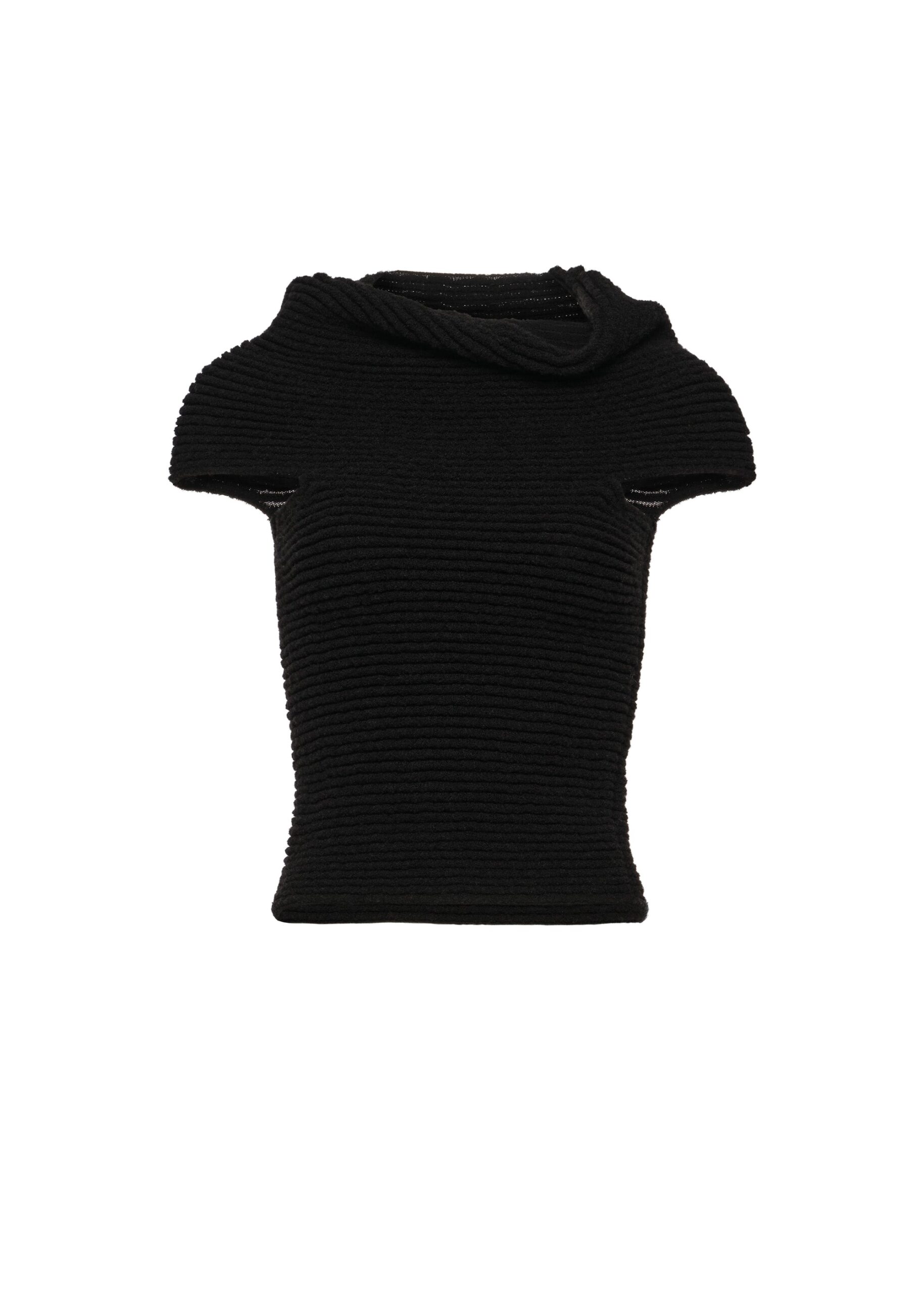 Magda Butrym Ribbed cowl-neck knit top in black | Sweater at Luxury Shoes Magda Butrym Ribbed cowl-neck knit top in black