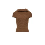 Magda Butrym Ribbed cowl-neck knit top in camel