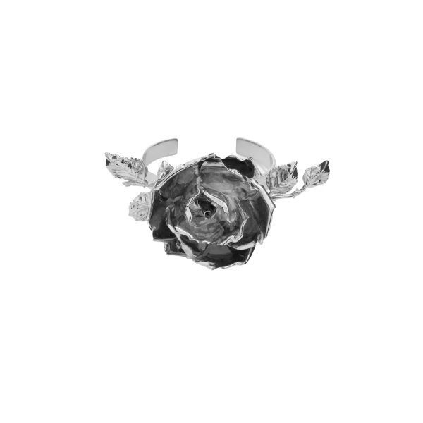 Rose cuff bracelet in silver