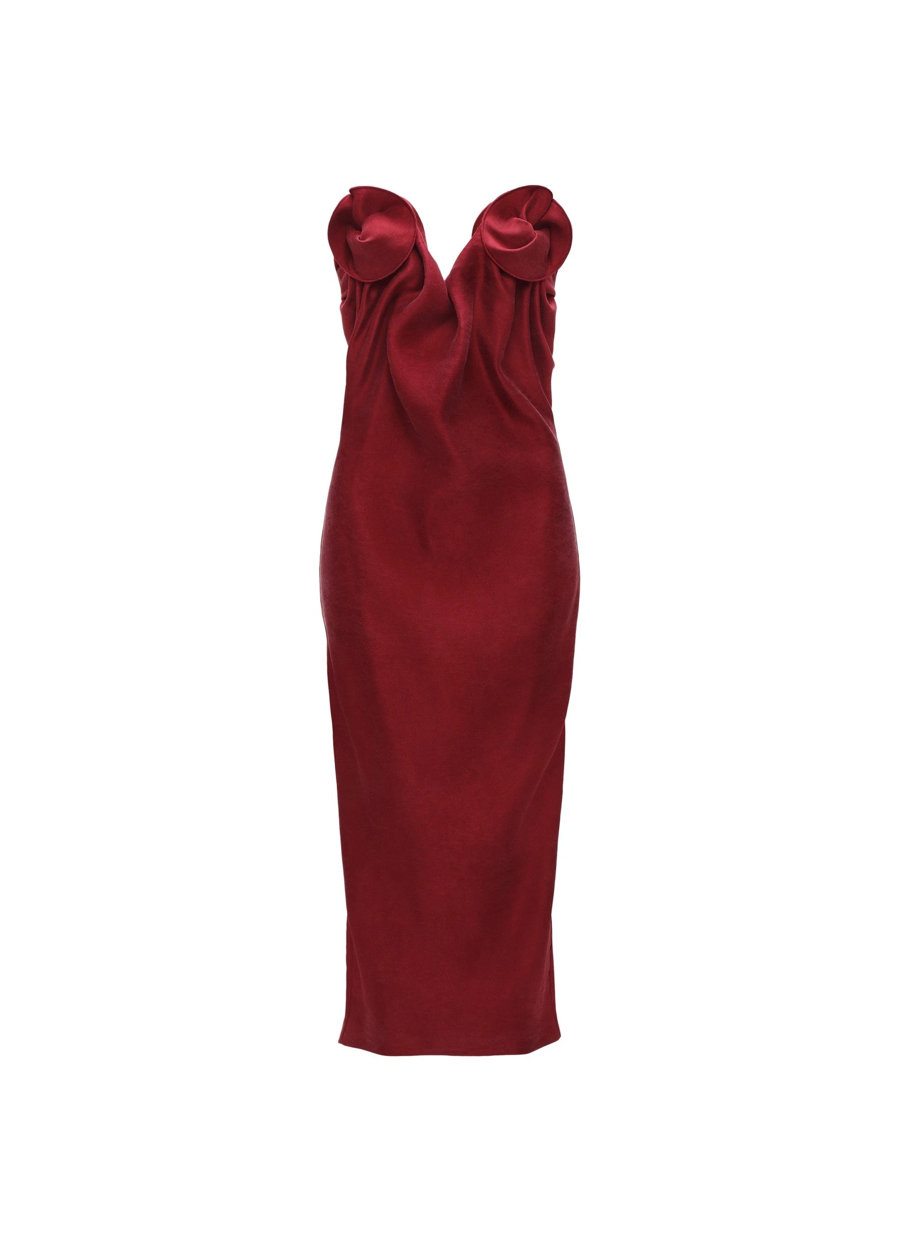 Magda Butrym Rose draped corset midi dress in red | Luxury Shoes Magda Butrym Rose draped corset midi dress in red