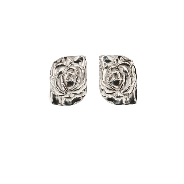 Magda Butrym Rose-embossed stud earrings in silver