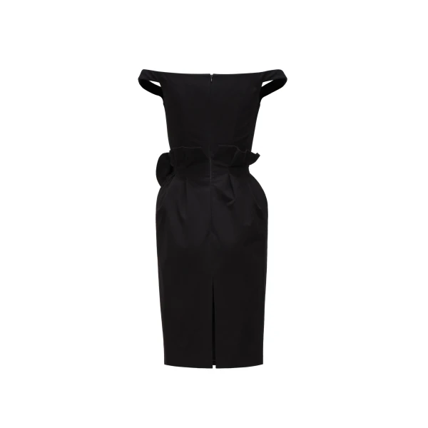 Rose off-shoulder midi dress in black - Image 2