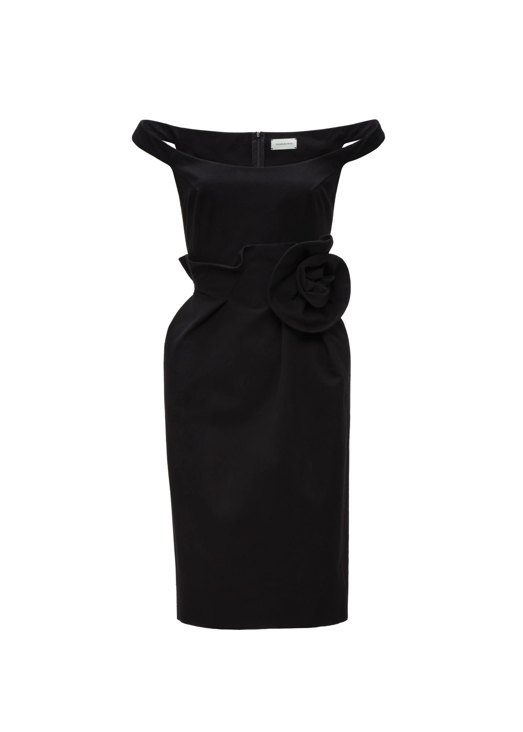 Magda Butrym Rose off-shoulder midi dress in black | Luxury Shoes Magda Butrym Rose off-shoulder midi dress in black
