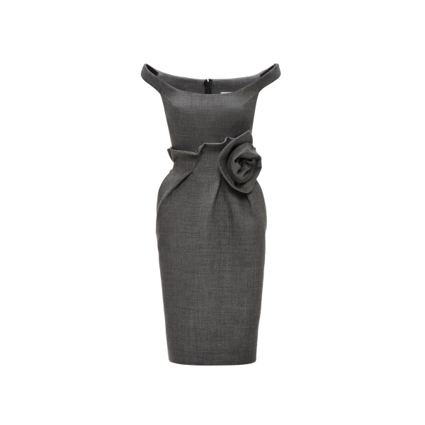 Magda Butrym Rose off-shoulder midi dress in grey
