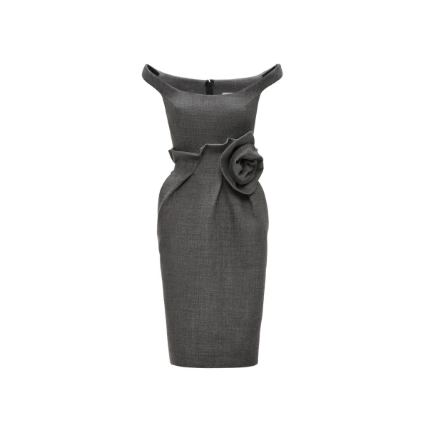 Magda Butrym Rose off-shoulder midi dress in grey
