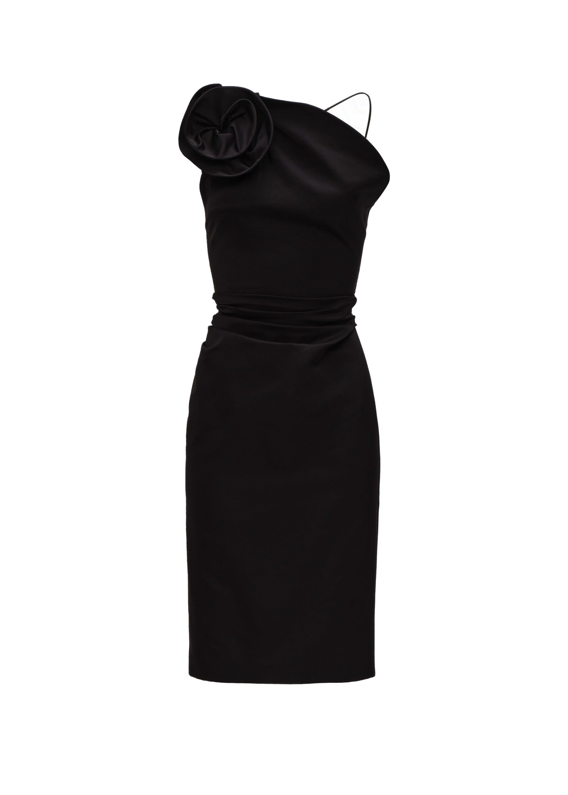 Magda Butrym Rose one-shoulder midi dress in black | Luxury Shoes Magda Butrym Rose one-shoulder midi dress in black