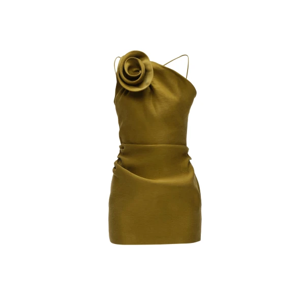 Rose one-shoulder mini dress in green