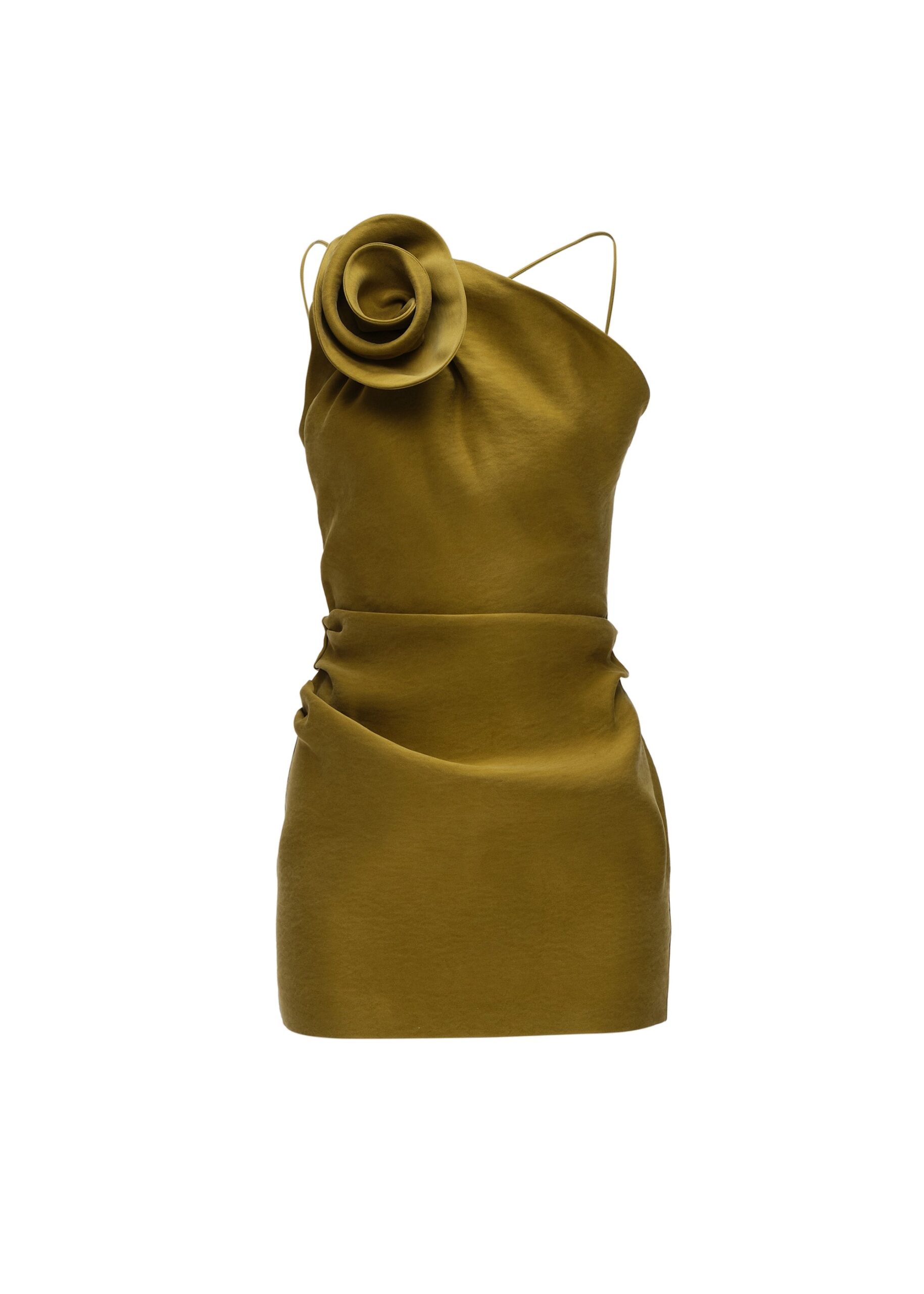 Magda Butrym Rose one-shoulder mini dress in green | Luxury Shoes Magda Butrym Rose one-shoulder mini dress in green