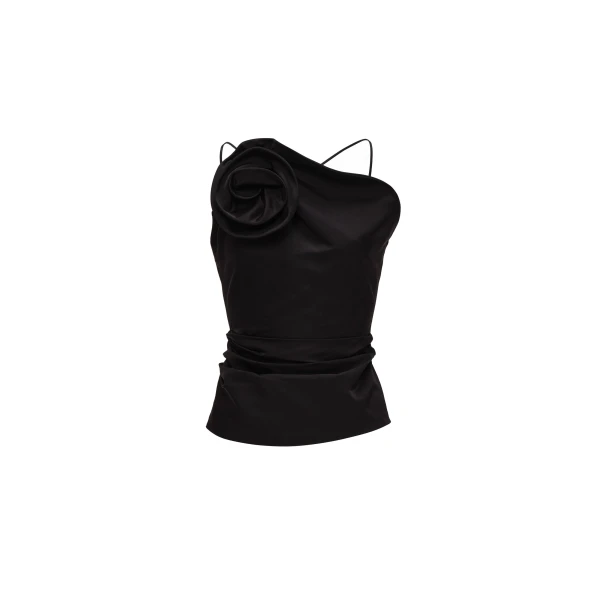 Rose one-shoulder top in black