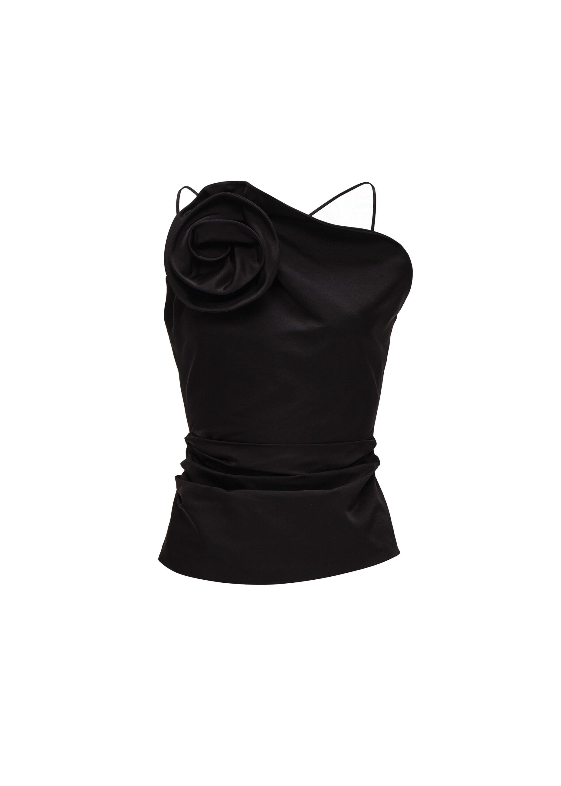 Magda Butrym Rose one-shoulder top in black | Tops at Luxury Shoes Magda Butrym Rose one-shoulder top in black