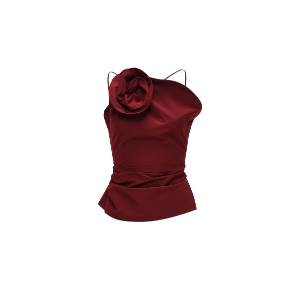Magda Butrym Rose one-shoulder top in red