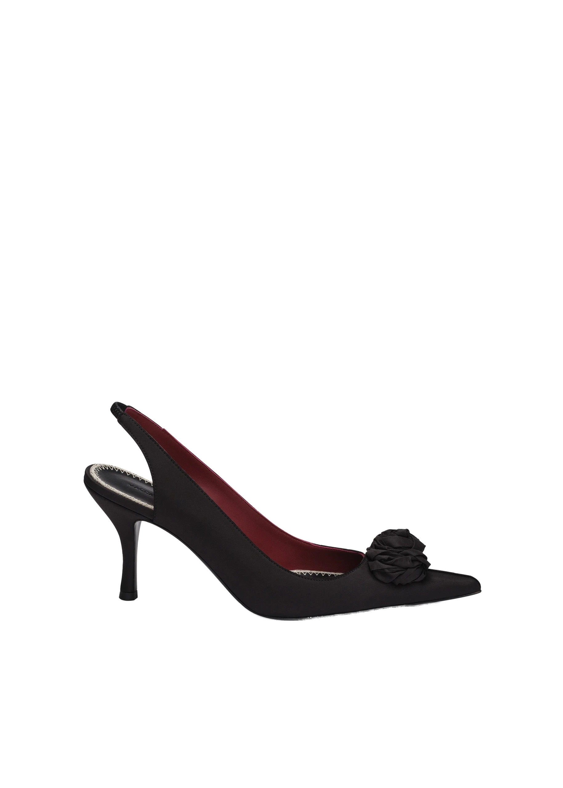 Magda Butrym Rose slingback pumps in black satin | Luxury Shoes Magda Butrym Rose slingback pumps in black satin