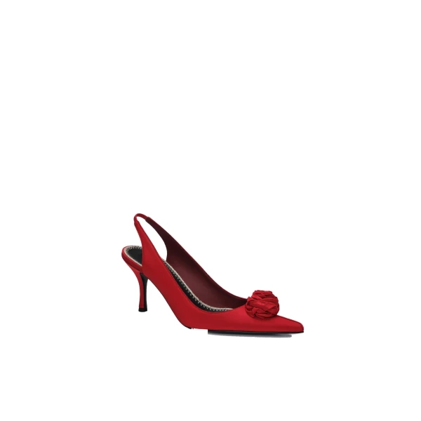Rose slingback pumps in burgundy satin - Image 2