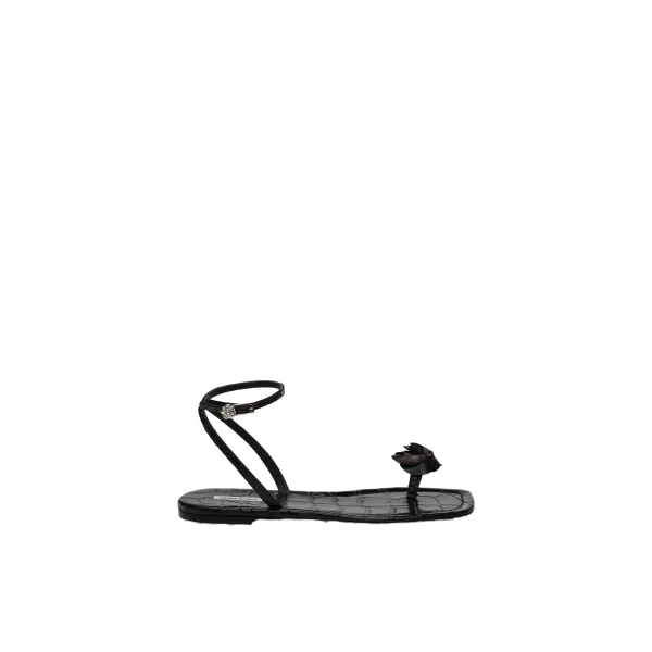 Rose toe-post sandals in croco-embossed leather