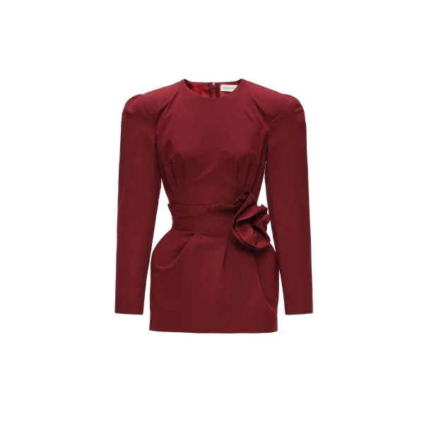 Rose waist mini dress in red