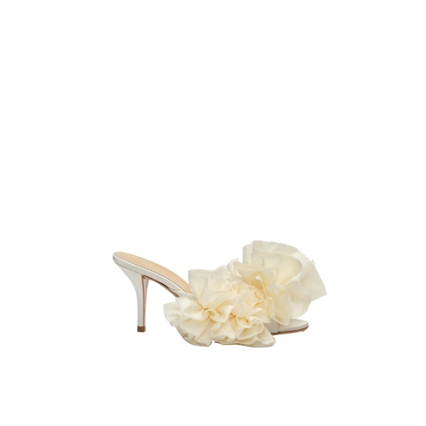 Magda Butrym Satin mules with taffeta flowers in cream