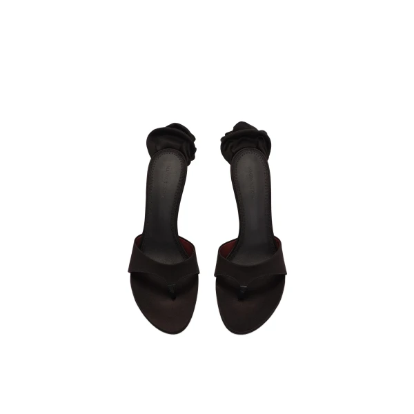 Satin thong sandals with flower in black - Image 3