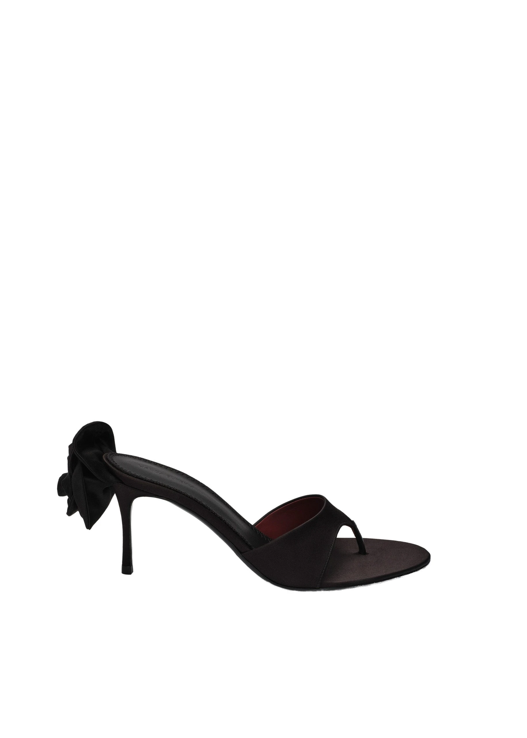 Magda Butrym Satin thong sandals with flower in black | Luxury Shoes Magda Butrym Satin thong sandals with flower in black