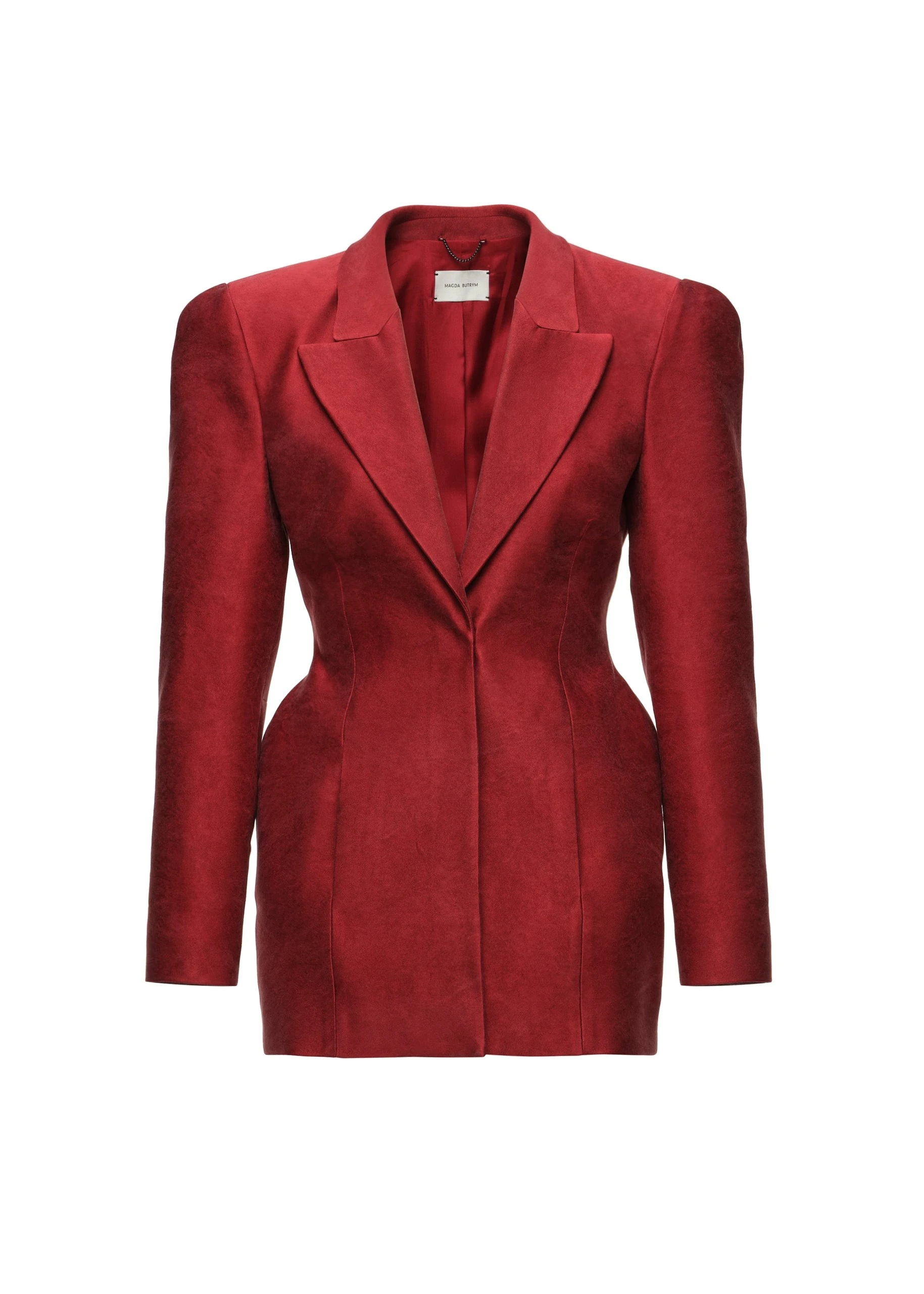 Magda Butrym Sculpted silk hourglass blazer in red | Jackets at Luxury Shoes Magda Butrym Sculpted silk hourglass blazer in red