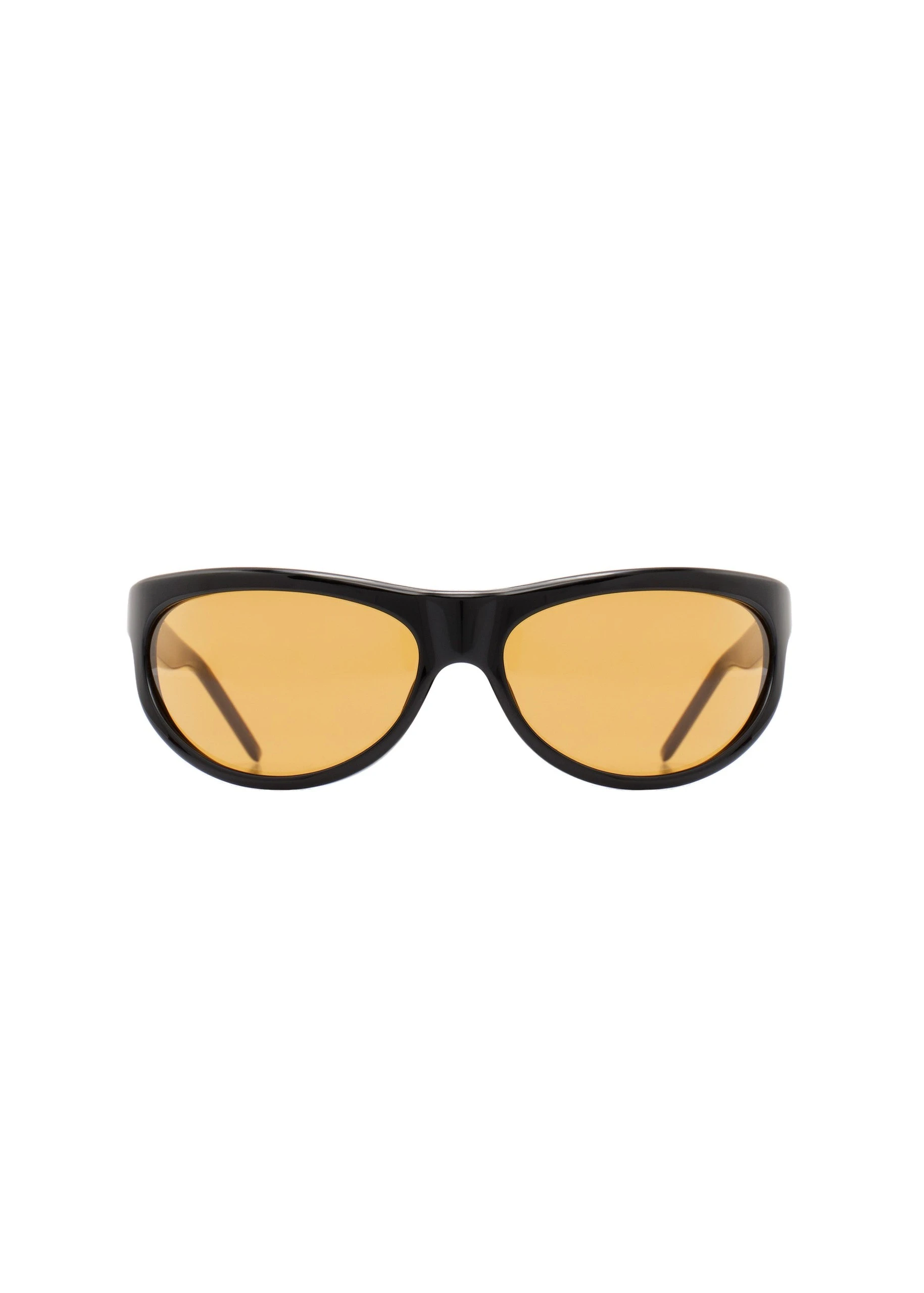 Magda Butrym Semi-round sunglasses in black with yellow lenses | Luxury Shoes Magda Butrym Semi-round sunglasses in black with yellow lenses