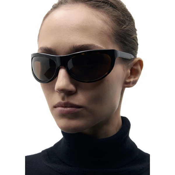 Semi-round sunglasses in tortoise with brown lenses - Image 4