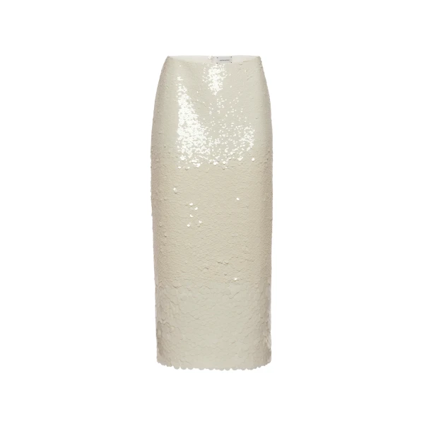 Magda Butrym Sequin straight skirt in cream