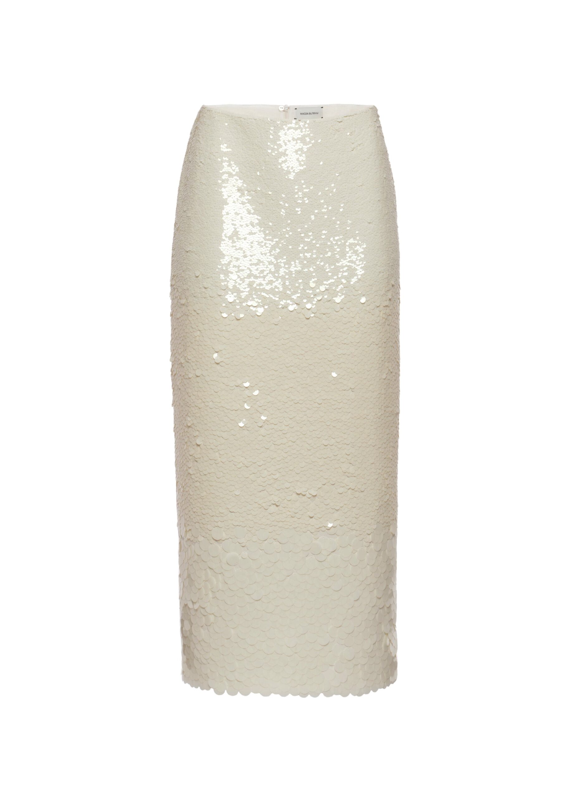 Magda Butrym Sequin straight skirt in cream | Skirts at Luxury Shoes Magda Butrym Sequin straight skirt in cream