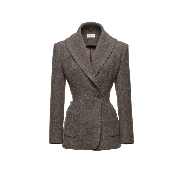 Shawl-collar tailored blazer in grey
