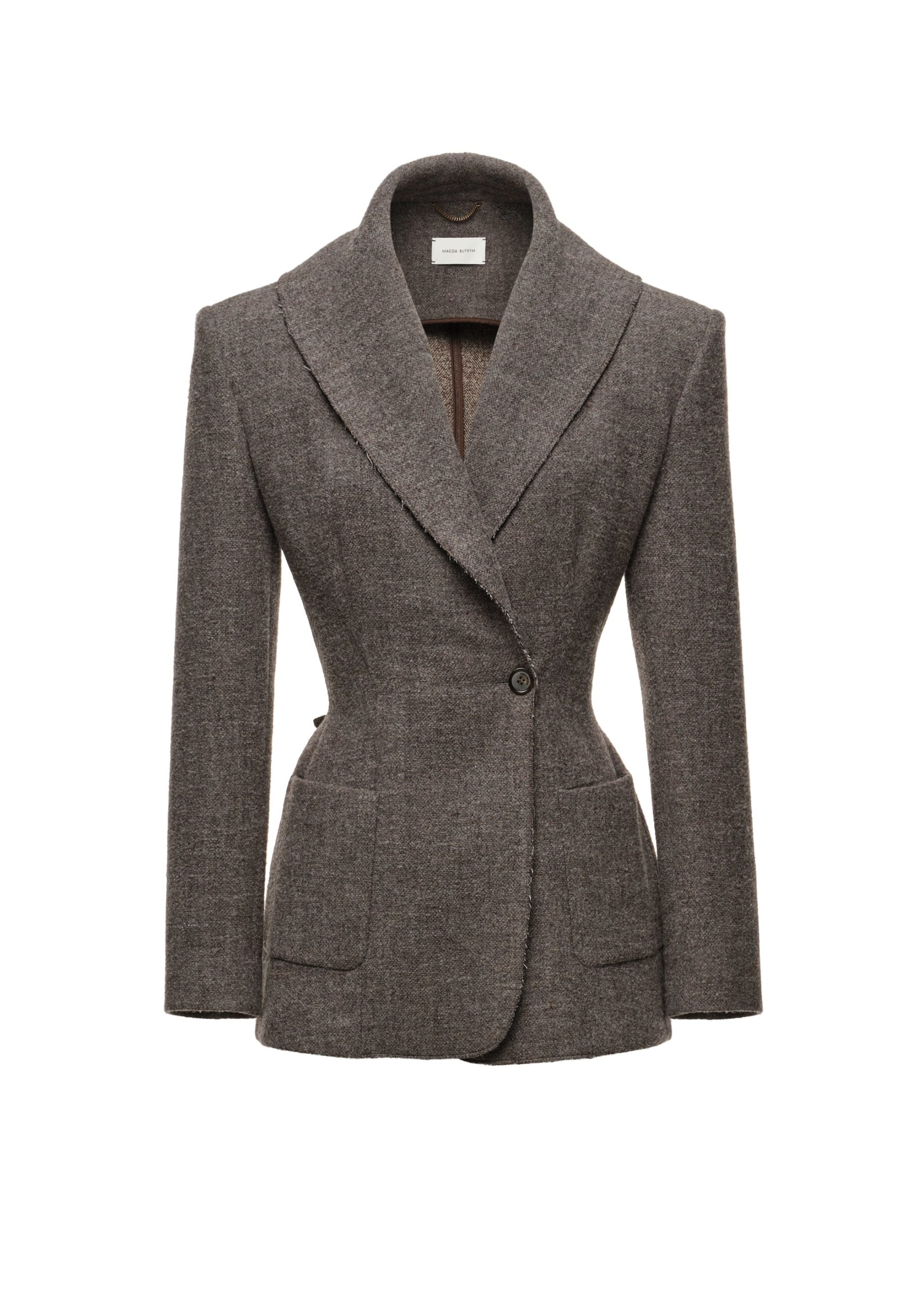 Magda Butrym Shawl-collar tailored blazer in grey | Jackets at Luxury Shoes Magda Butrym Shawl-collar tailored blazer in grey