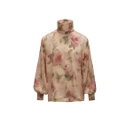 Magda Butrym Silk floral high-neck blouse in beige print