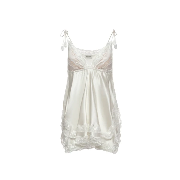 Silk lace-trim camisole in ivory