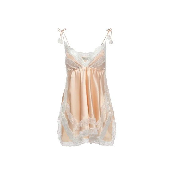 Silk lace-trim camisole in peach