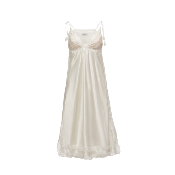 Magda Butrym Silk slip dress with lace trim in ivory