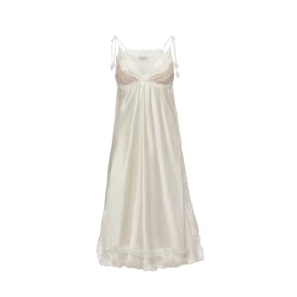 Magda Butrym Silk slip dress with lace trim in ivory