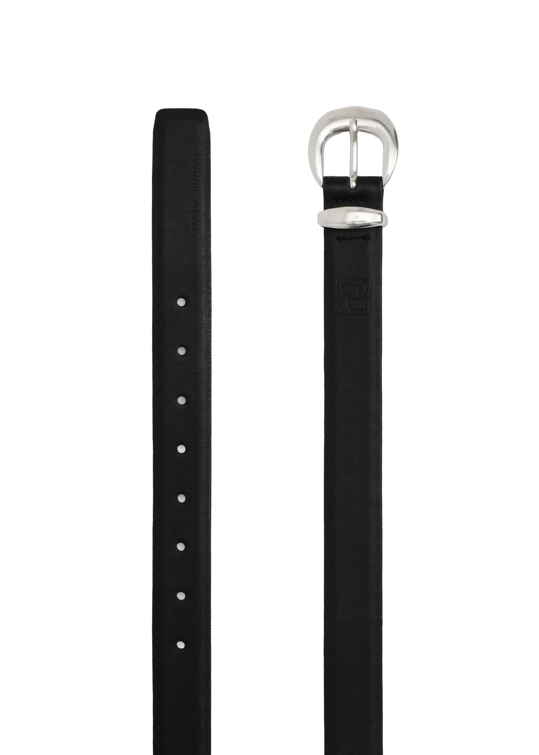 Magda Butrym Silver-toned oval buckle leather belt in black | Luxury Shoes Magda Butrym Silver-toned oval buckle leather belt in black