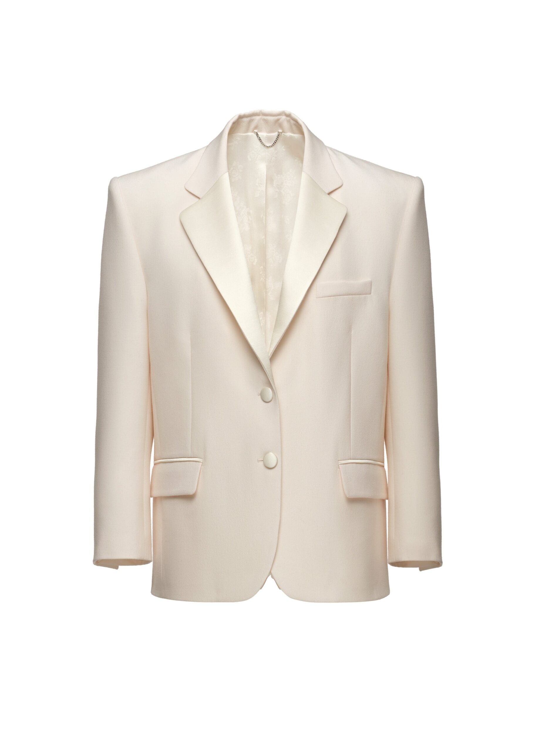 Magda Butrym Single-breasted tuxedo blazer in ivory | Luxury Shoes Magda Butrym Single-breasted tuxedo blazer in ivory