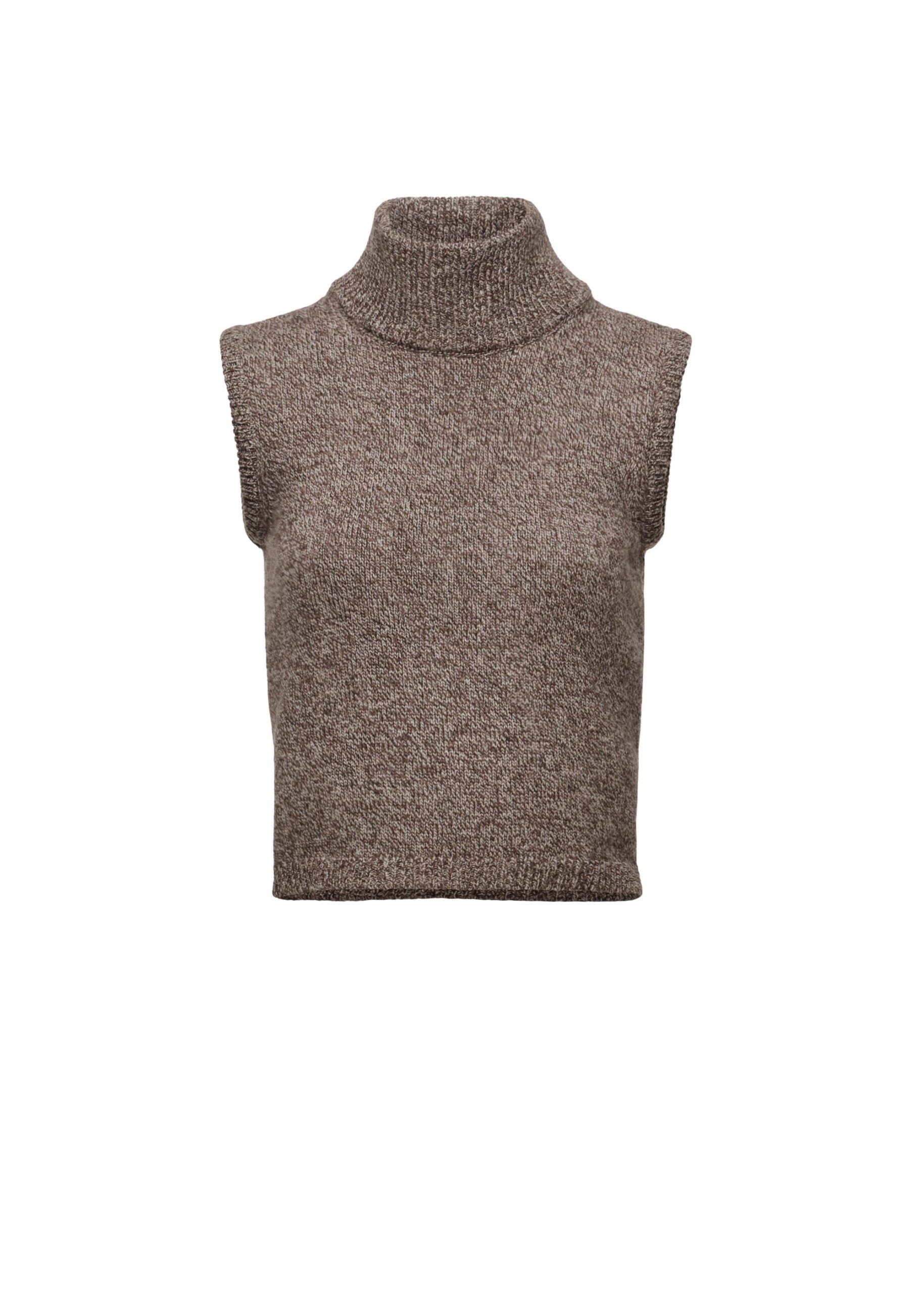 Magda Butrym Sleeveless wool turtleneck top in brown | Luxury Shoes Magda Butrym Sleeveless wool turtleneck top in brown